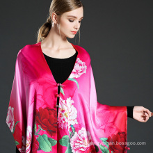 Mei Red Digital Printing Scarf Shawl with Buttons
